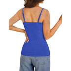 GKBK Womens Lace Tank Top Scoop Neck Ribbed Camisole Tops Adjustable Spaghetti Straps Sleeveless Summer Basic Cami Shirt