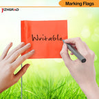 20Pack Orange Marking Flags, Jizhgrad 13X4X5 Inch Marker Flags Use For Yard & Lawn, Boundary & Dog Training, Survey & Landscape, Sprinkler & Surveyor, Garden & Construction, High Visibility, Sturdy, Versatile, Uv & Weather Resistant