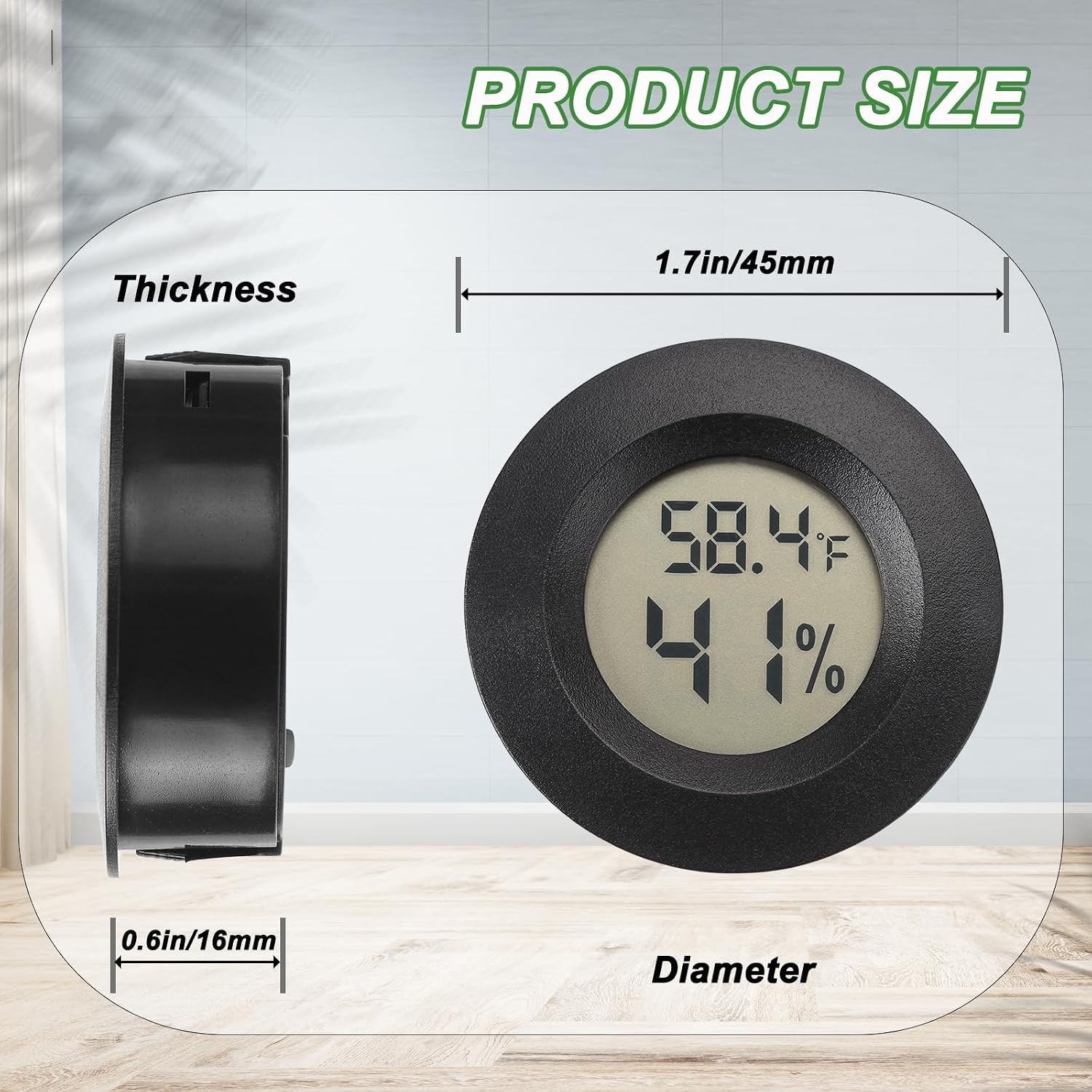 Mini Hygrometer Thermometer Digital Humidity Meter Indoor/Outdoor Humidity Monitor Reptile Thermometer For Greenhouse Garden Cellar Fahrenheit(℉)/ Celsius(℃) 2 Pack