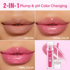 iMethod pH Plumping Lip Gloss - Color Changing Lip Oil with 24H Hydration, High-Shine Long Lasting Lip Tint, Lightweight Non-Sticky, with Lip Gloss Keychain Holder, 055 pH Rose