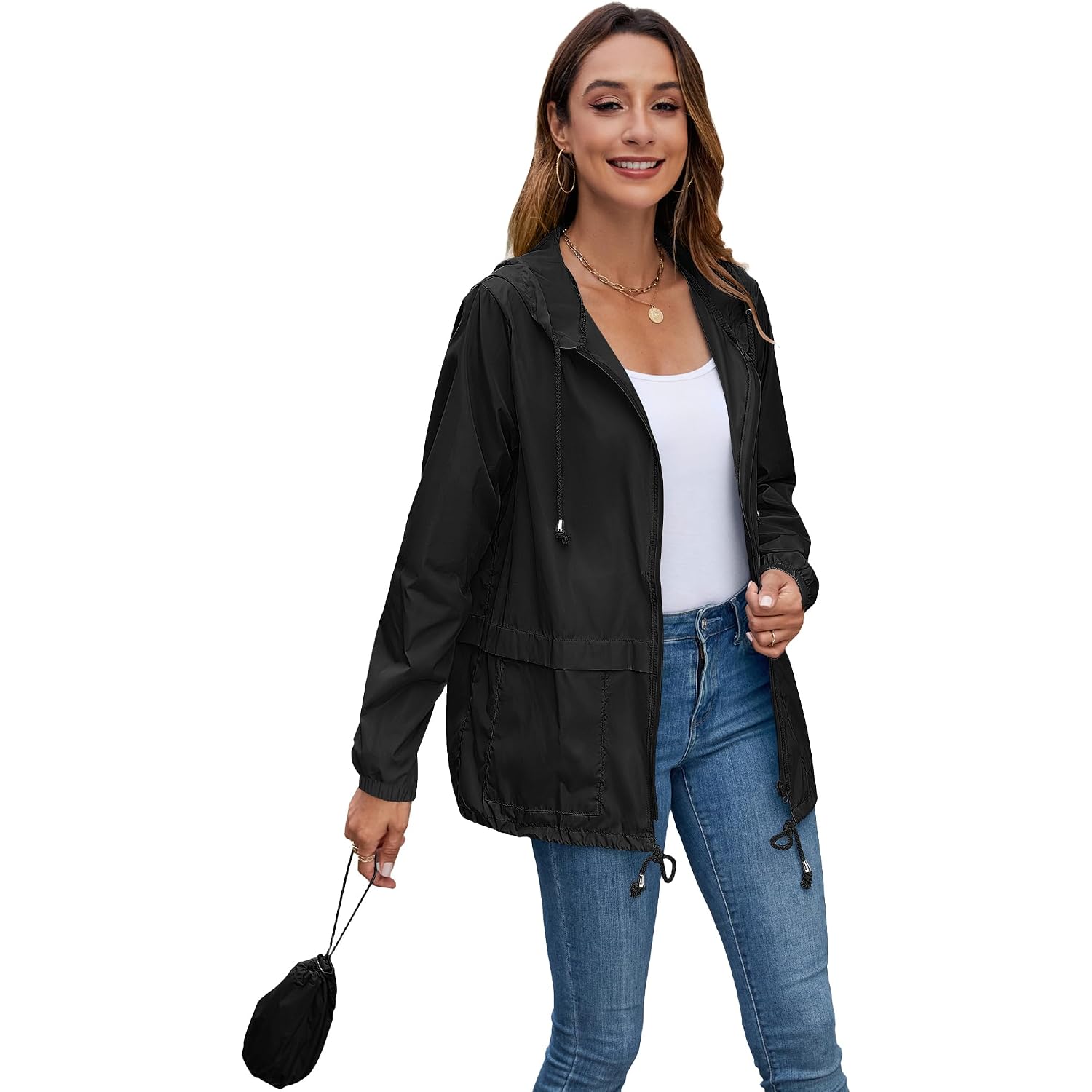 Women'S Lightweight Hooded Raincoat Waterproof Packable Active Outdoor Rain Jacket (S-3Xl)