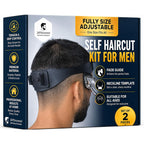 247 Groomed Self Haircut Kit For Men | 2Pcs Selfcut Guide For Men: Neckline Shaving Template & Fade Guide | Adjustable Size Hair Fade Tool & Stable Neck Line Up Tool | Hair Cut For Kids & Seniors