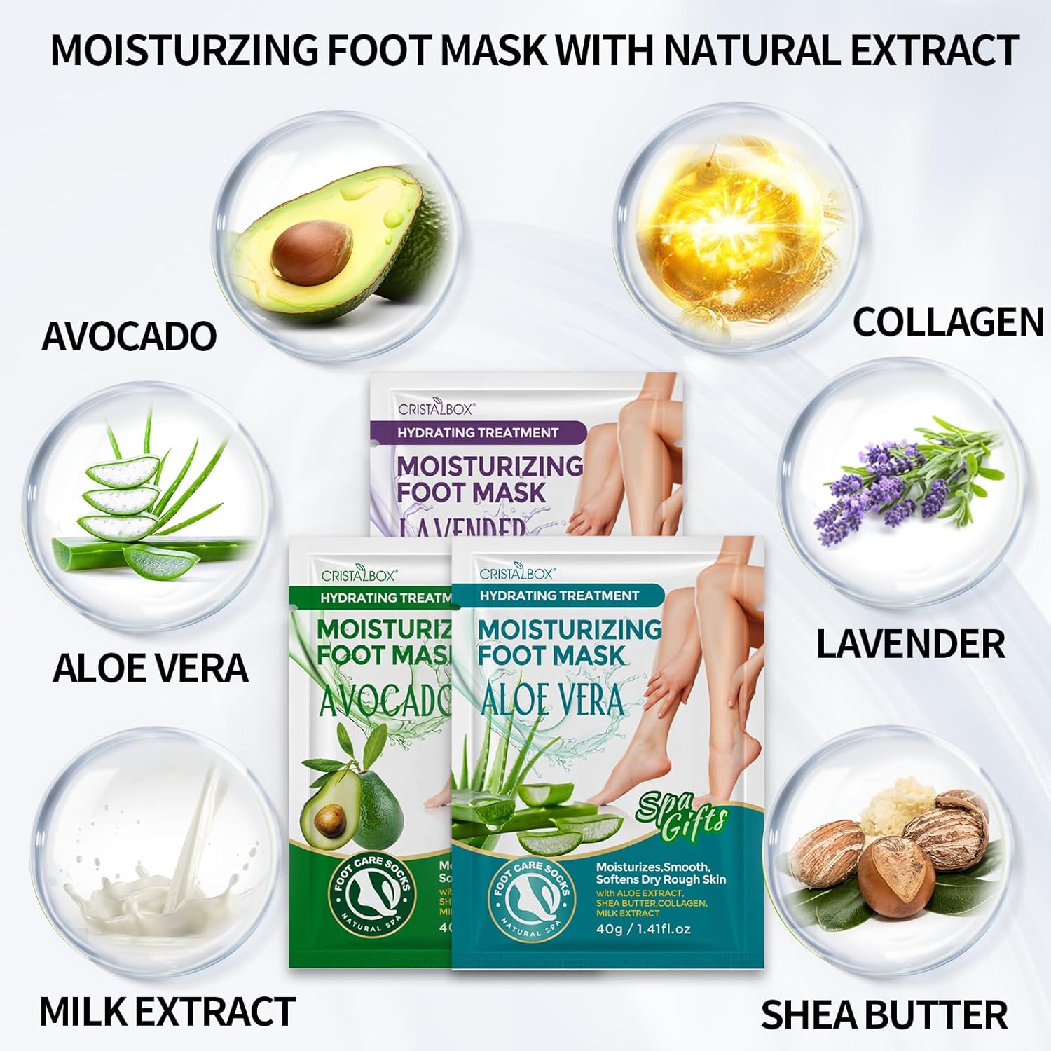 5 Pack Moisturizing Foot Mask,Hydrating Foot Masks for Dry Cracked Feet,Moisturizing Socks Dry Skin Moisturizer for Soft and Smooth Touch Feet,Foot Care Spa Gifts for Women Men Mothers Day Gifts