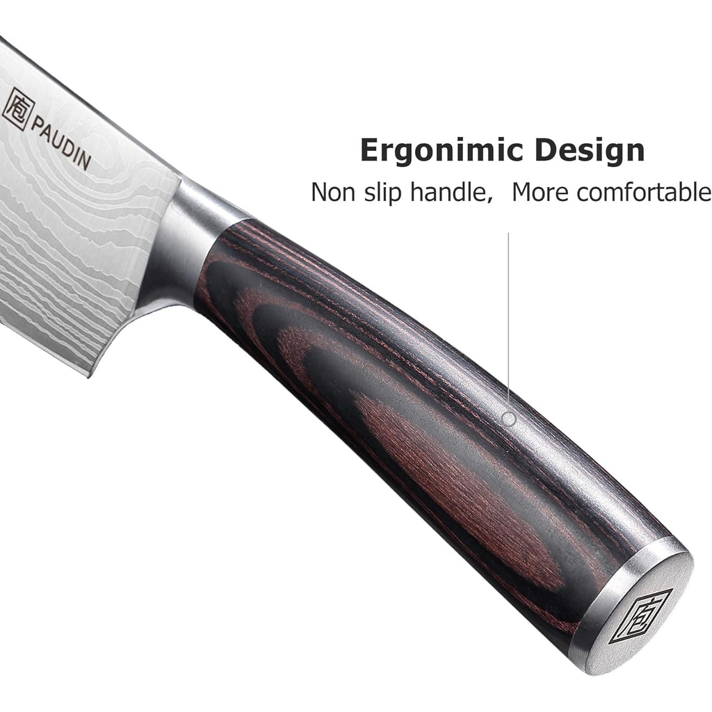 PAUDIN Nakiri Knife - 7" Razor Sharp Meat Cleaver and Vegetable Kitchen Knife, High Carbon Stainless Steel, Multipurpose Asian Chef Knife for Home and Kitchen with Ergonomic Handle