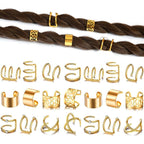 24 Pcs Gold Silver Hair Braids Dreadlock Non-Piercing Ear Clip Beard Beads Cuffs Clip Hair Accessories Styling Fashion Jewelry Gift Toos For Women Men