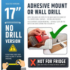 17" Strong Adhesive (No Drill) Magnetic Knife Holder for Wall - Professional Knife Strip - No Screws Needed - Adhesive Backing - Stainless Steel Knife Bar (Upgraded Version – Will Not Fall)