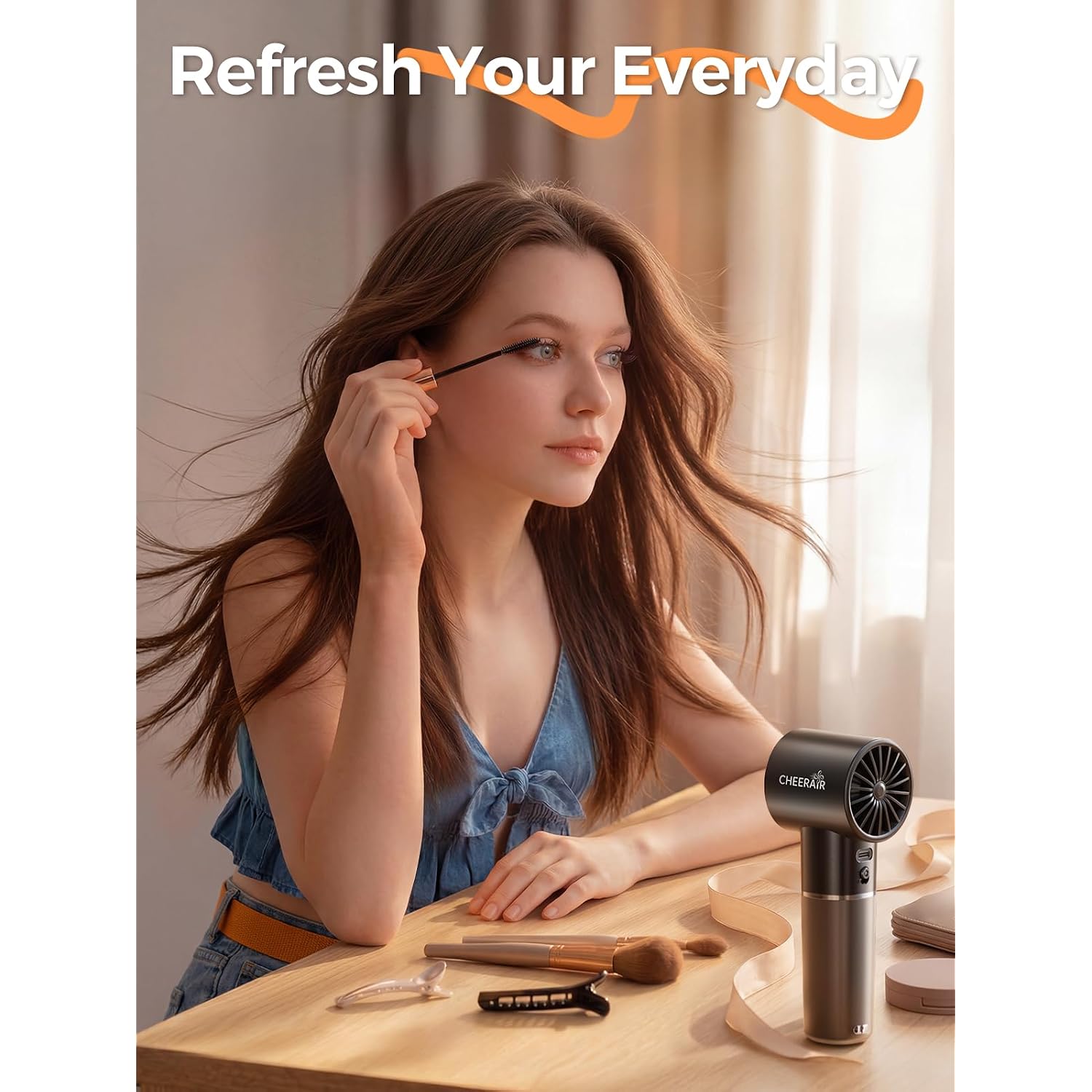 Handheld Portable Fan, 6-Speed Powerful Mini Personal Fan, Rechargeable 5000Mah Battery With Up To 15 Hours Runtime, Pocket Turbo Fan With Smart Led Display, Ideal For Travel, Camping, Makeup