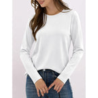 Anrabess Long Sleeve Shirts For Women,Soft Stretchy Wrinkle-Free Tops,Casual Crew Neck T Shirt For Work Daily Fall