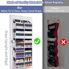 Heavy Duty Over The Door Organizer 5 Tiers, Extra Large Behind Door Storage Of 10 Big Front & 10 Mesh Pockets, 80Lb Weight Capacity, Hanging Doors Storage Organizer For Closet Bedroom Nursery, Grey