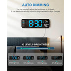 Digital Wall Clock, Digital Clock Large Display With Remote Control, Corded Led Alarm Clocks With Date, Week, Temp, Humidity, Auto Dst, Countdown, For Living Room Bedroom Classroom Office (Blue)