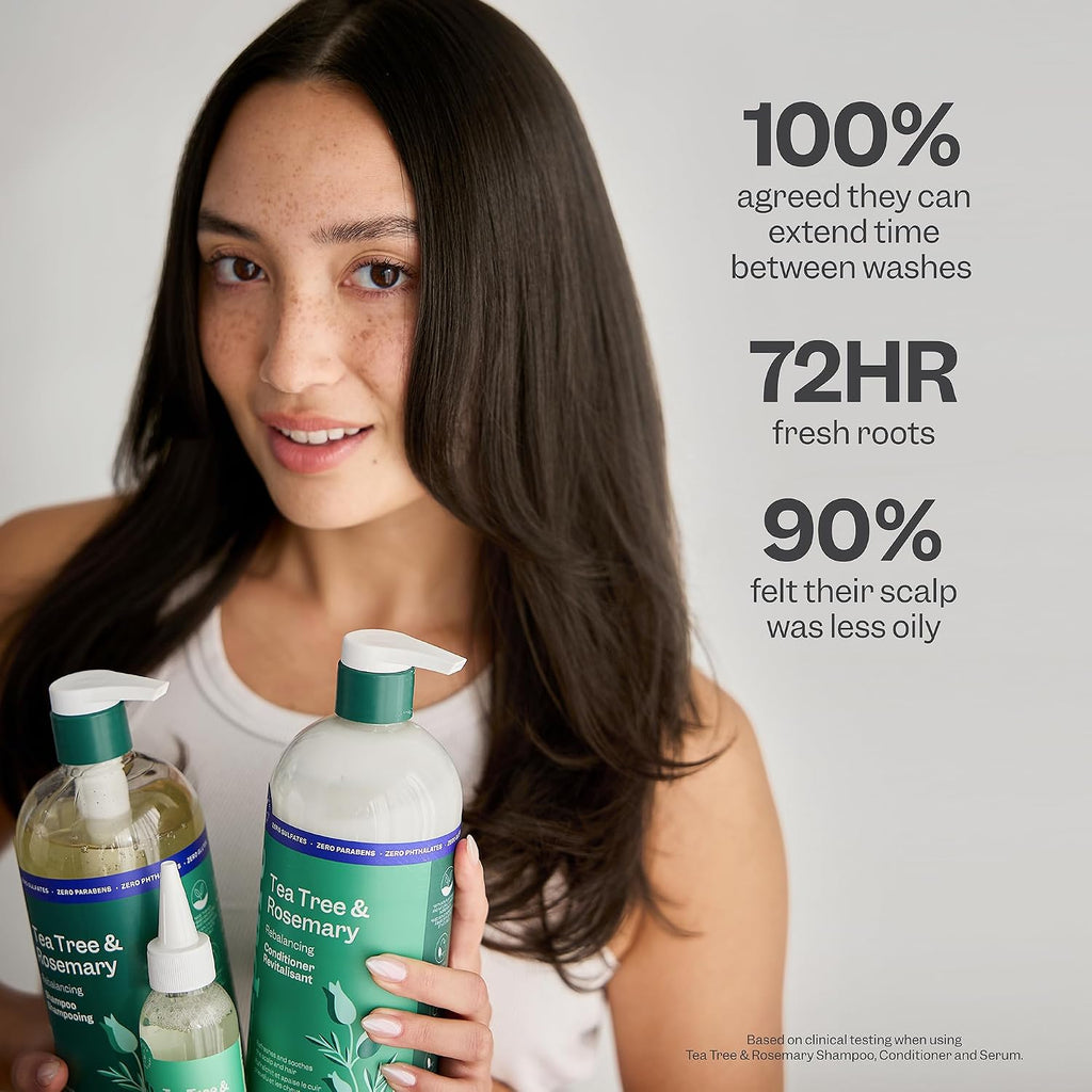 Renpure Tea Tree & Rosemary Shampoo And Conditioner Set, Plant Based - Refreshes & Rebalances Hair And Scalp - For Oily/Normal Hair - Tea Tree Leaf Oil, Rosemary Leaf Extract - 24 Fl Oz Each, 2 Pack