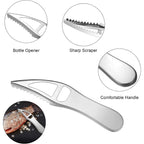 Honoson 4 Pcs Stainless Steel Fish Scale Remover Scaler With Bottle Opener | Fish Skin Peeler, Descaler Cleaner, Stainless Steel Blade, 4 Pack Kitchen Fish Cleaning Tool