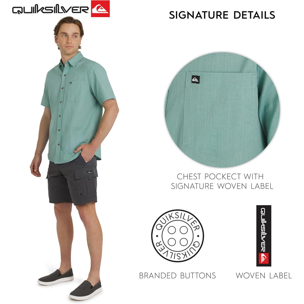 Quiksilver Men'S Regular Fit Premium Cotton Woven Short Sleeve Button Up Casual Shirt