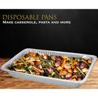 Aluminum Pans With Lids, Large Full Size 21x13x3 Disposable Foil Pans, Heavy Duty Roasting, Baking, Broiling, Catering & Chafing Pans (15, Full-Size w/Lids)