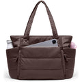 Tote Bag for Women with Zipper, Quilted Puffer Tote Bag with Compartments, Lightweight Puffy Work Bags for Women Travel