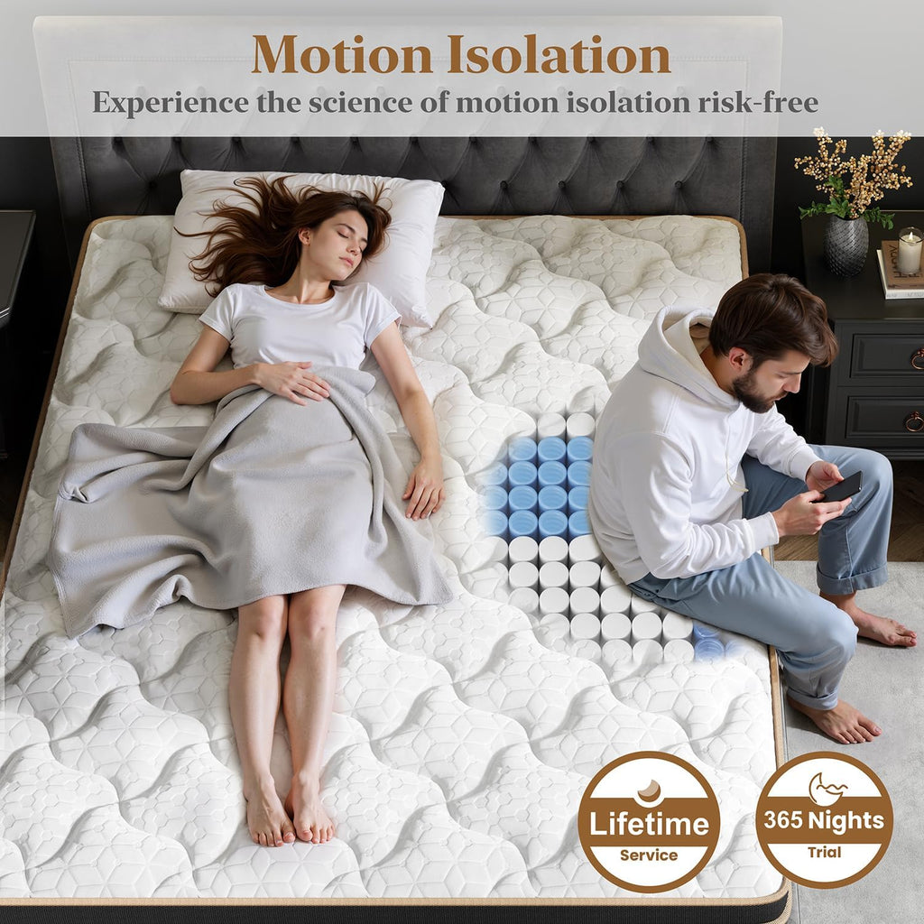 Queen Mattress 14 Inch, Luxury Hotel Cooling Hybrid Bed Mattress In A Box