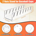 Hat Organizer For Baseball Caps Hat Rack Acrylic Hat Stand 2Pack No Install | Hat Storage For 14 Baseball Caps Closet Organization Hat Holder Display Baseball Cap Organizer For Closet, Bedroom, Dresser
