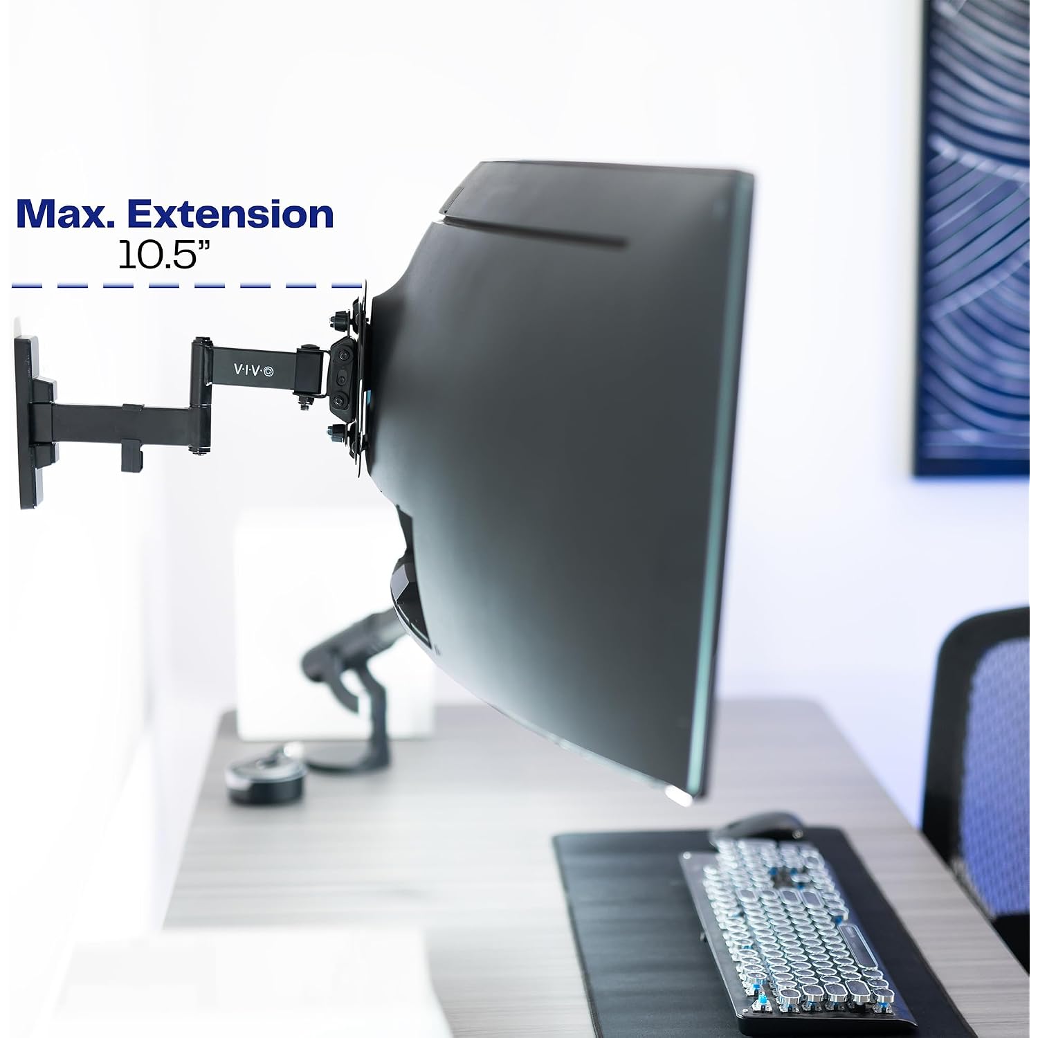 Vivo Full Motion Ultrawide Monitor Wall Mount, Fits Ultra-Wide Screens Up To 49 Inches And 44 Lbs, Tilt And Swivel Arm, Black, Mount-Vw01M