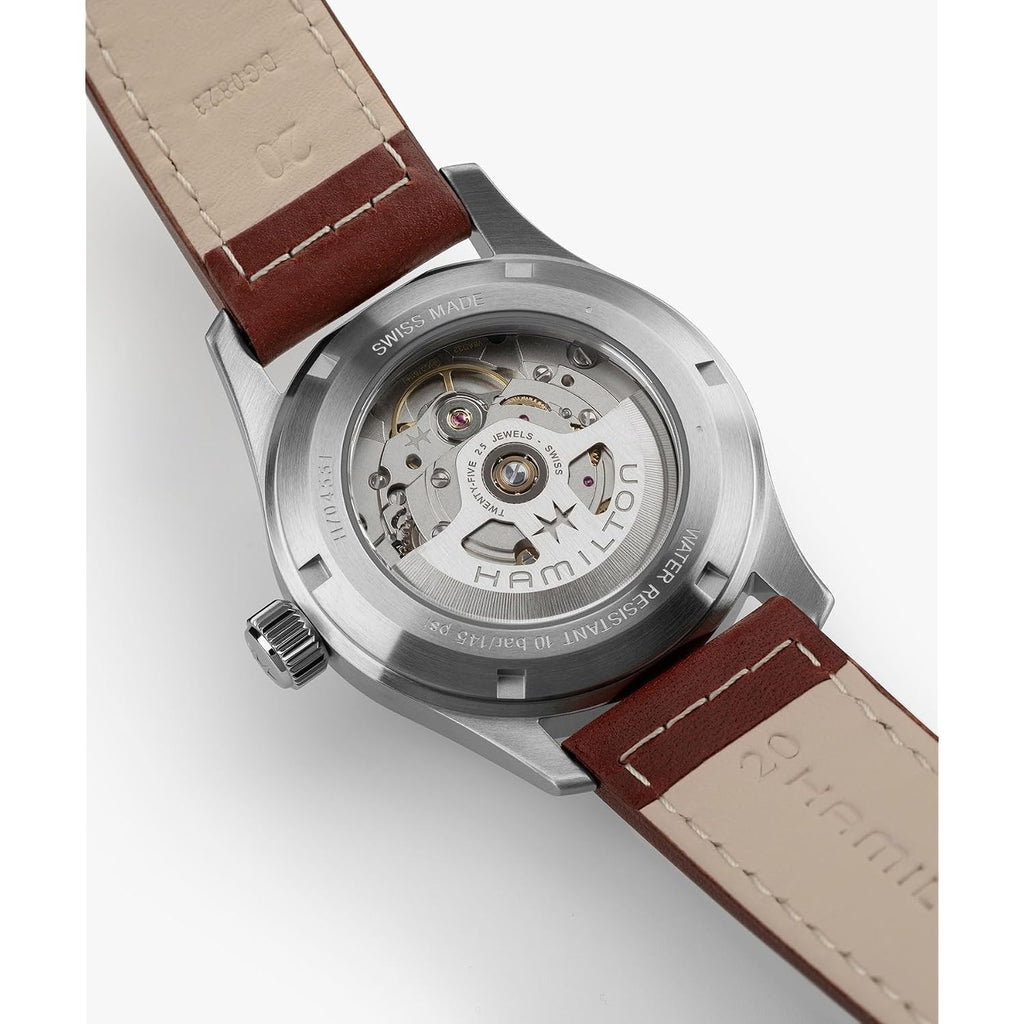 Hamilton Khaki Field Automatic Unisex Watch, 38Mm Stainless Steel Case, Swiss Made, Blue Dial Analog Wrist Watch Unisex 100 Meters Water Resitance, Sapphire Crystal, 3-Hand Movement, Leather Strap