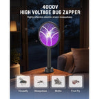Mosiller Electric Fly Swatter Racket, 4000V Bug Zapper With 1800Mah & Dual Modes, 2 In 1 Rechargeable Purple Mosquito Light Killer With 3-Layer Safety Mesh For Indoor Home Patio Camping Office(1 Pack)