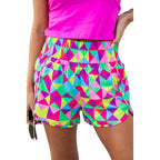 Shorts for Women Casual Pink Leopard High Waisted Athletic Shorts Shirred High Waist Daily