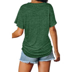 Womens Summer T-Shirts Short Sleeve V Neck Dolman Tops with Side Shirring Loose Fit Shirts Spring Fashion