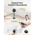 Dreo Fan For Bedroom, 120° Oscillating Standing Fans, Quiet Floor Fan With Dc Motor, 100Ft Pedestal Fans For Room, 9 Speeds, 4 Modes, 20Db, 120° Manual Vertical, 37-42" Adjustable Height, 8H Timer
