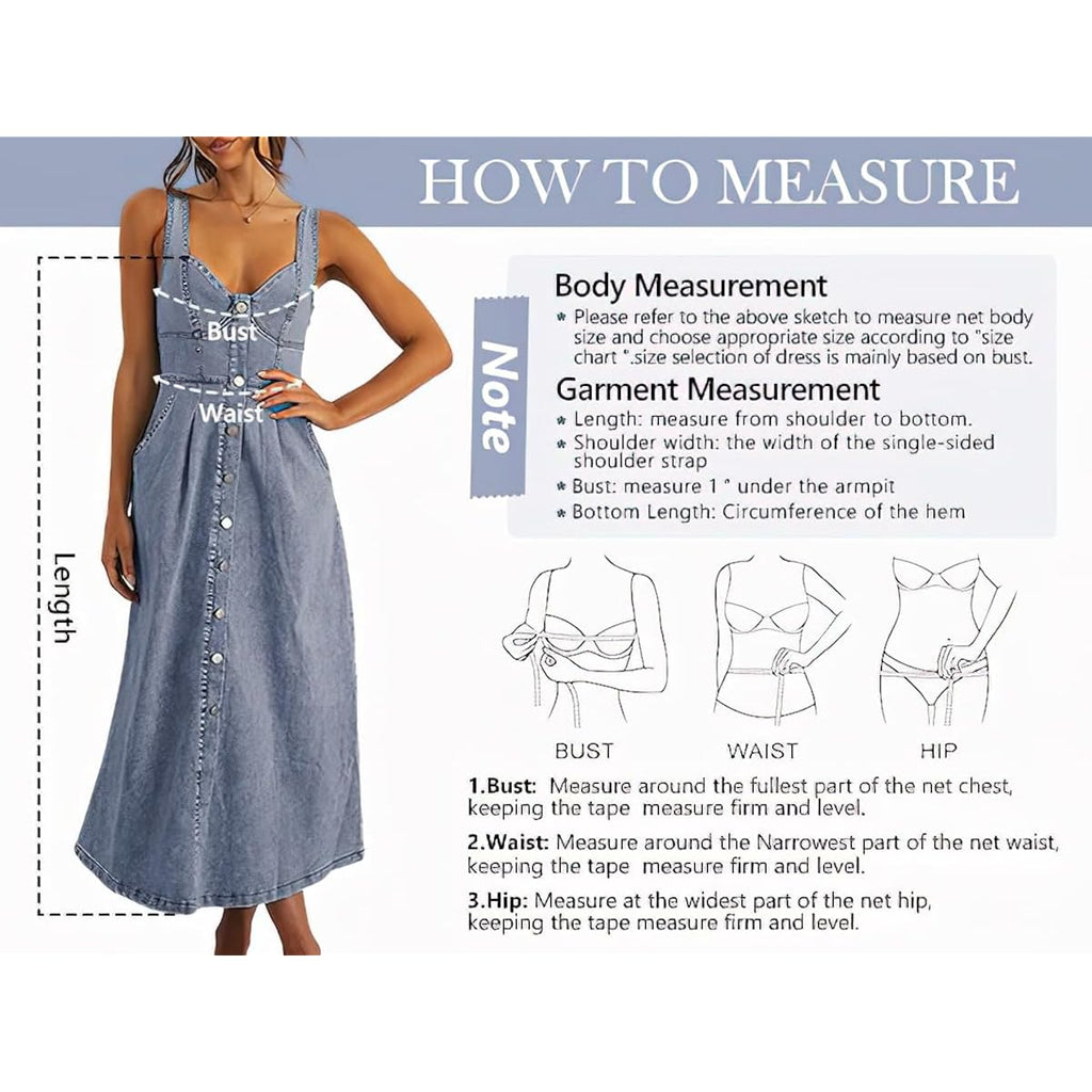 Ebossy Stretchy Smocked Denim Dress For Women Sleeveless Babydoll Button Down Midi Long Jean Dresses