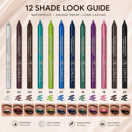 12 Color Eyeliner Pencil Set With Sharpener Waterproof And Long-Lasting Colour Gel Eye Liner Pencils For Women