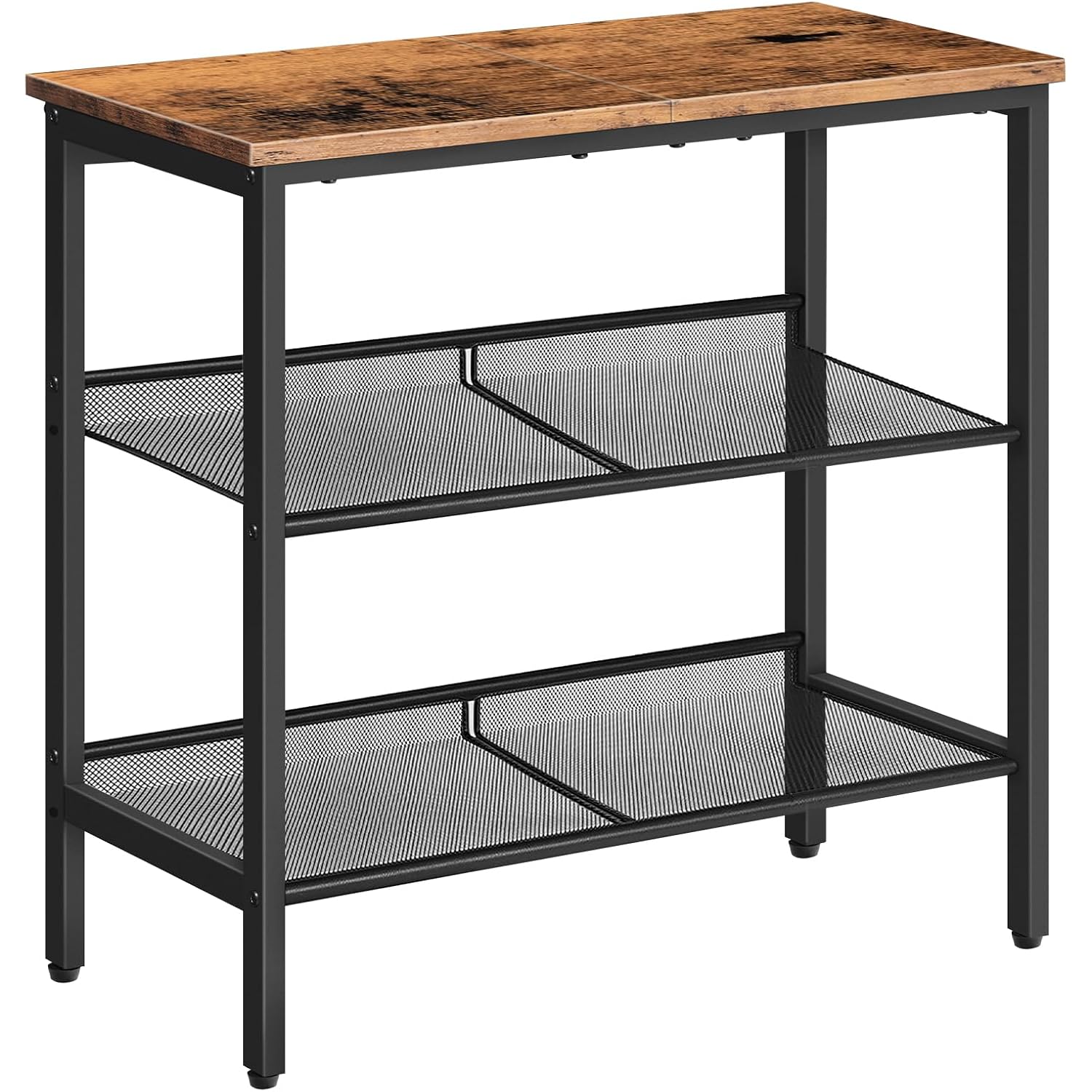 Hoobro End Table, 3-Tier Narrow Side Table, Nightstand With 2 Flat Or Slant Adjustable Shelves For Small Spaces, Hallway, Living Room, Bedroom, Sturdy, Easy Assembly, Rustic Brown And Black Bf23Bz01G1