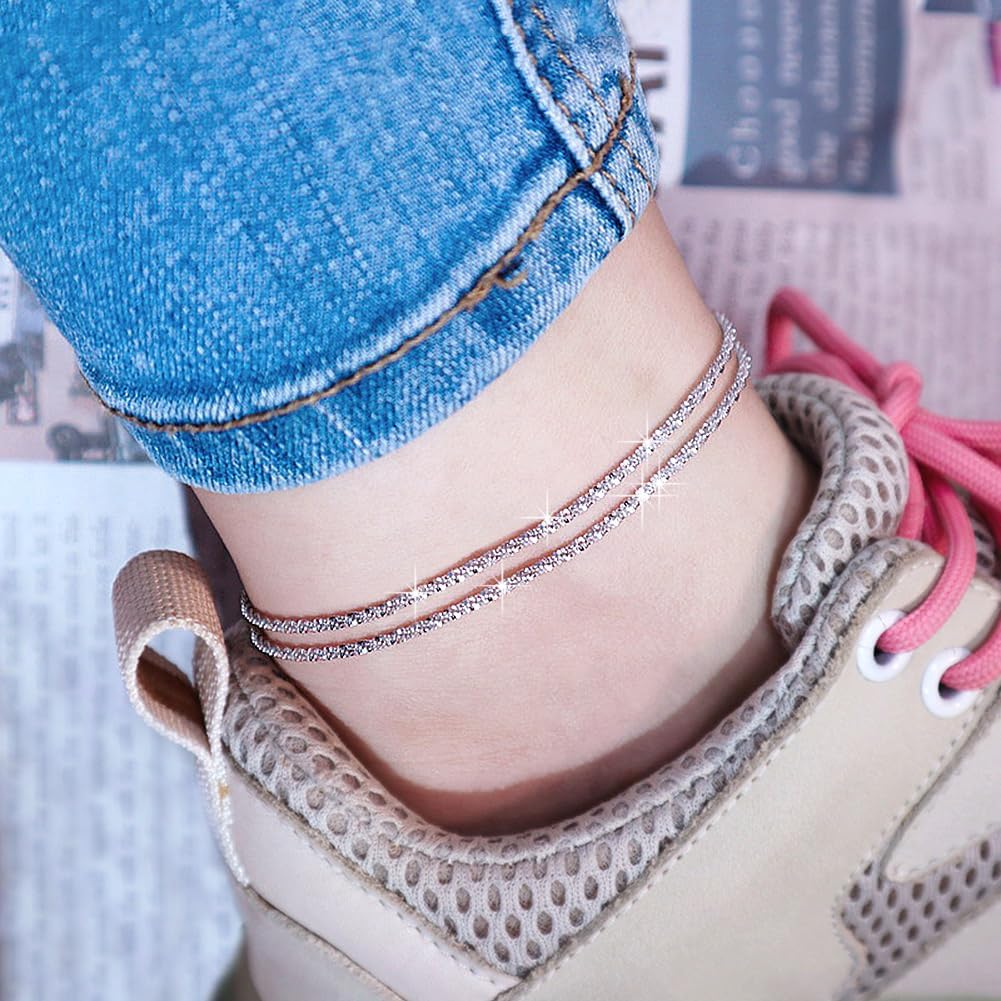 Ankle Bracelets for Women,14K Gold Plated Snake Chain Anklet for Women Beach Cute Anklets