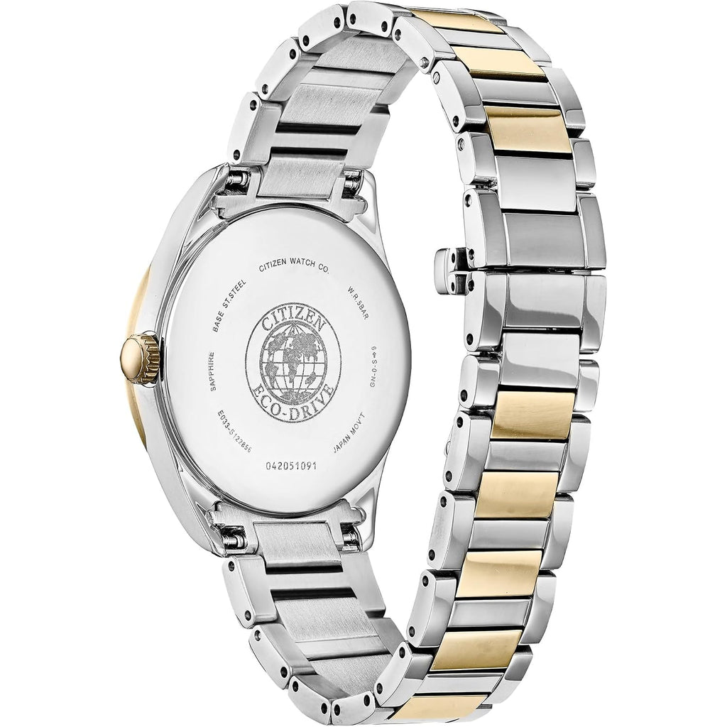 Citizen Women'S Eco-Drive Dress Classic Arezzo Diamond Two-Tone Stainless Steel Watch, White Dial (Model: Em0874-57D)