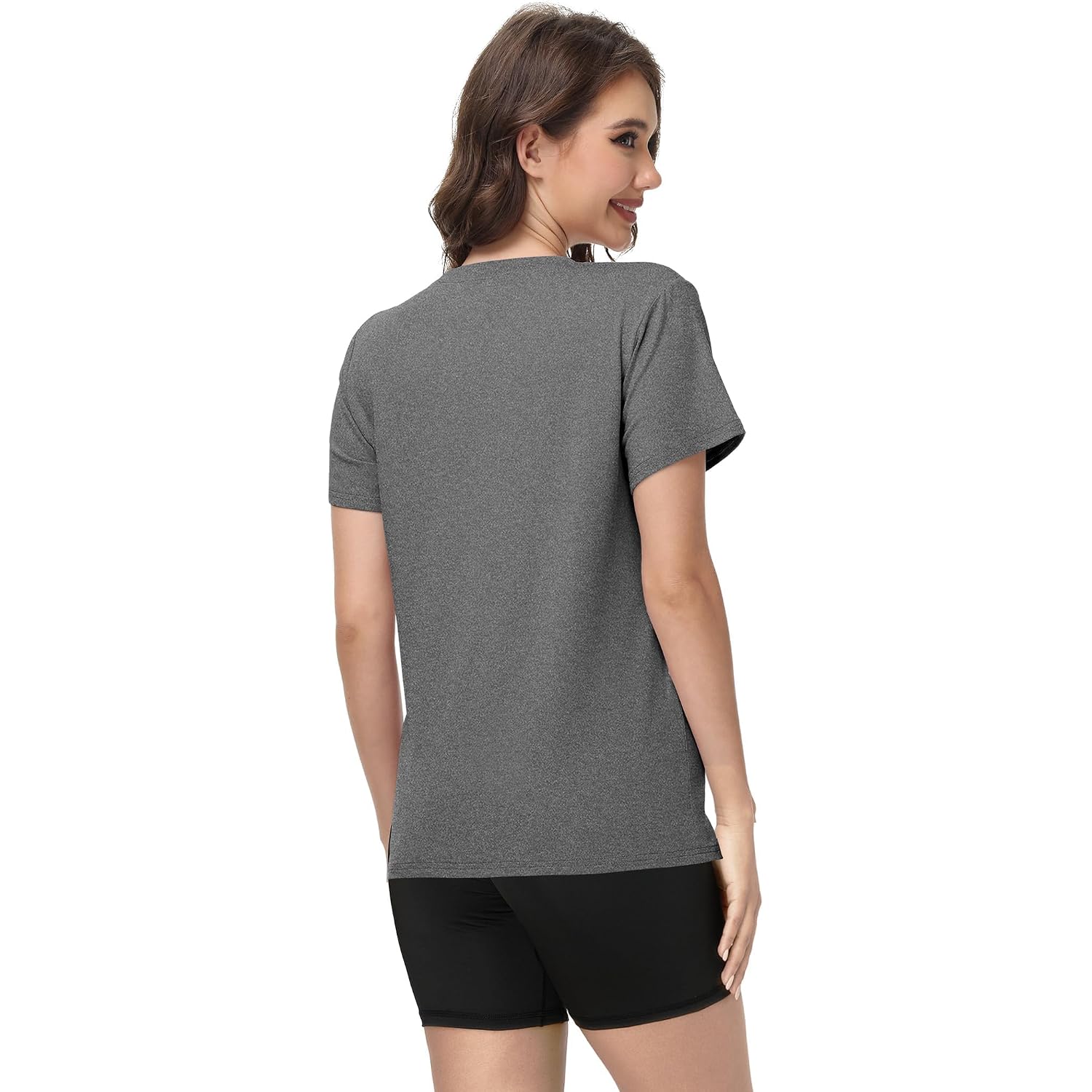Kinglaman 4 Pack Women Basic T Shirts Tees, Workout Gym Loose Fit Crew Neck Short Sleeve Tshirts Casual Tops