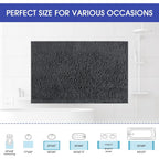 Striped Grey Bathroom Rug Mat 32"X20" Ultra Soft, Non Slip Chenille Bath Rugs, Absorbent Plush Shaggy Bath Mats For Bathroom, Bedroom, Kitchen, Shower, Tub,Deep Grey