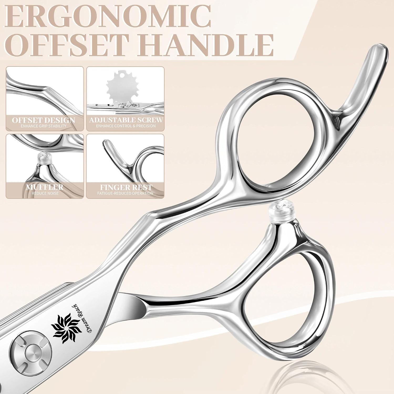 Professional 6 Inch Hair Cutting Scissors, Japanese 440C Steel Thinning Shear For Men/Women Cutting For Salon/Barber/Home
