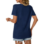 Dresswel Faith Shirts for Women Christian Tshirts Short Sleeve Casual Loose Graphic Tees Inspirational Tee Tops Navy