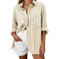 Oversized Button Down Shirts for Women Linen Shirt Long Sleeve Collared Blouses with Pocket Beach Vacation Outfit 2026
