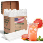 Glotoch Express 500Pcs Individually Wrapped Clear Plastic Straws, 7.75'' Long, 0.24'' Diameter Disposable Drinking Straws For Every Occasion, Party, Made In Usa