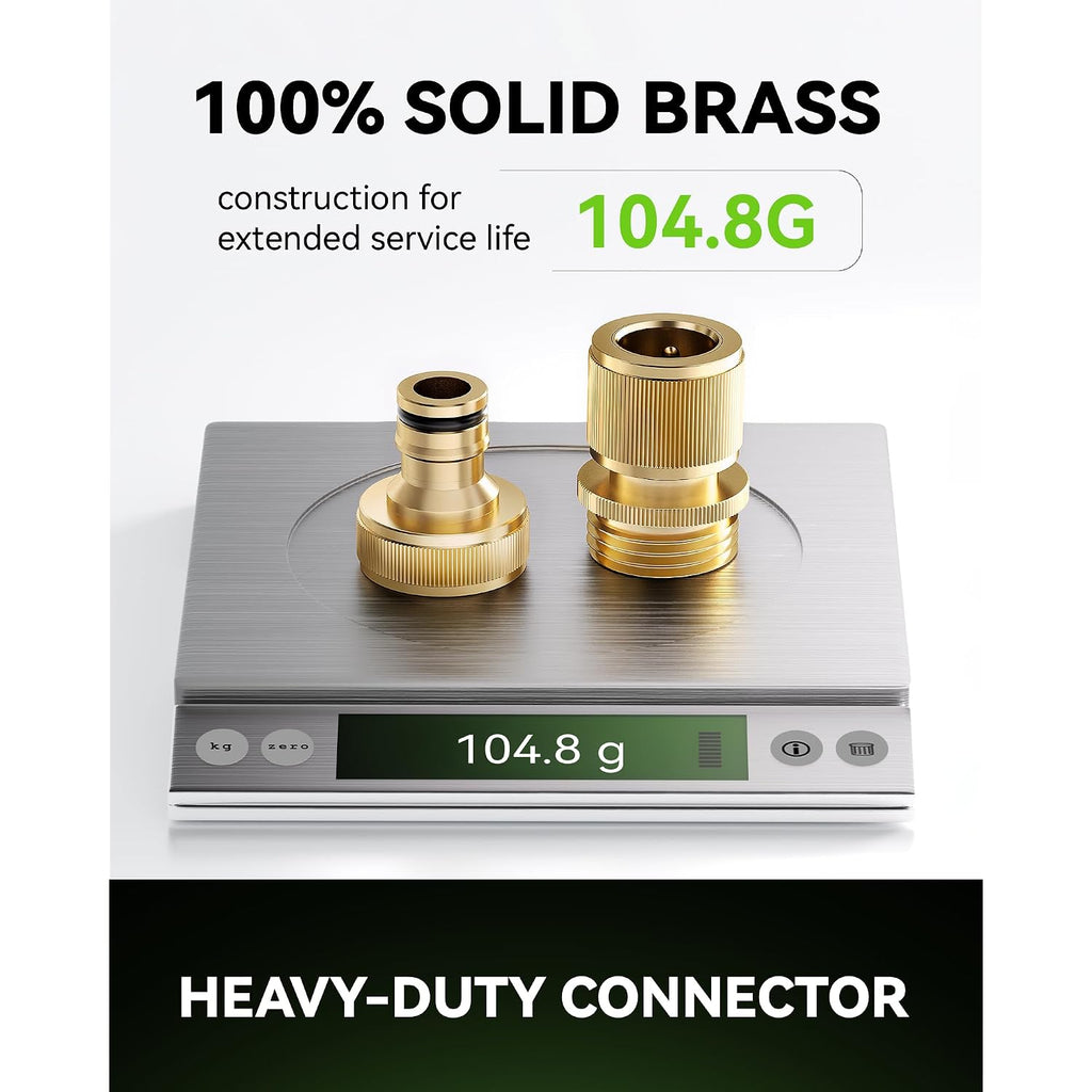 Rainpoint Garden Hose Quick Connectors, Heavy Duty Solid Brass 3/4 Inch Ght, Universal Leak-Proof Fittings For Easy Water Hose Connection (2 Sets)