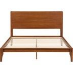 Merax Queen Size Bamboo Platform Bed Frame With Tall Headboard, Brown