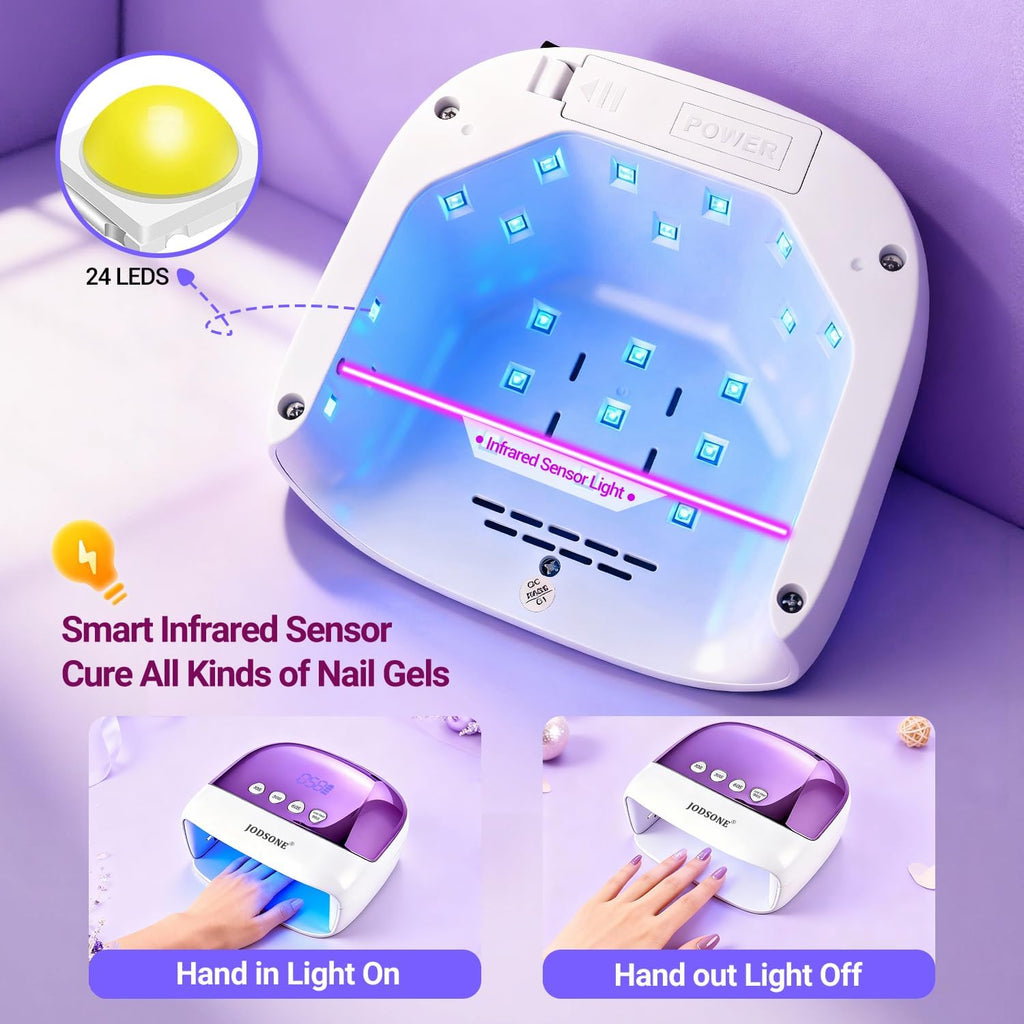 JODSONE Cordless LED Nail Lamp Rechargeable Portable with 4 Timers LCD Display Screen Nail Dryer Cure Light Suitable for Home and Salon