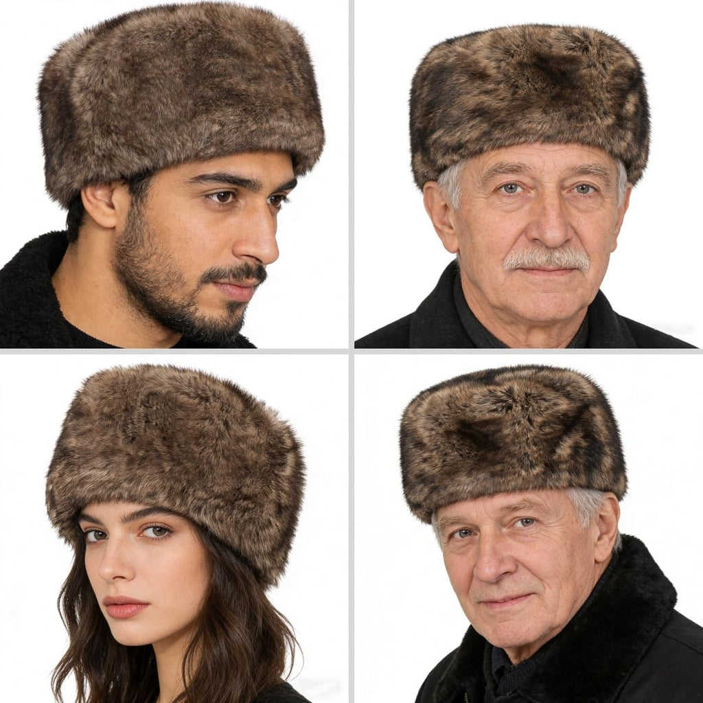 Men Winter Trapper Hat Faux Fur Russian Trooper Hat Furry Ushanka Hat Warm Dad Hat Outdoor Windproof Hunting Ski Cap