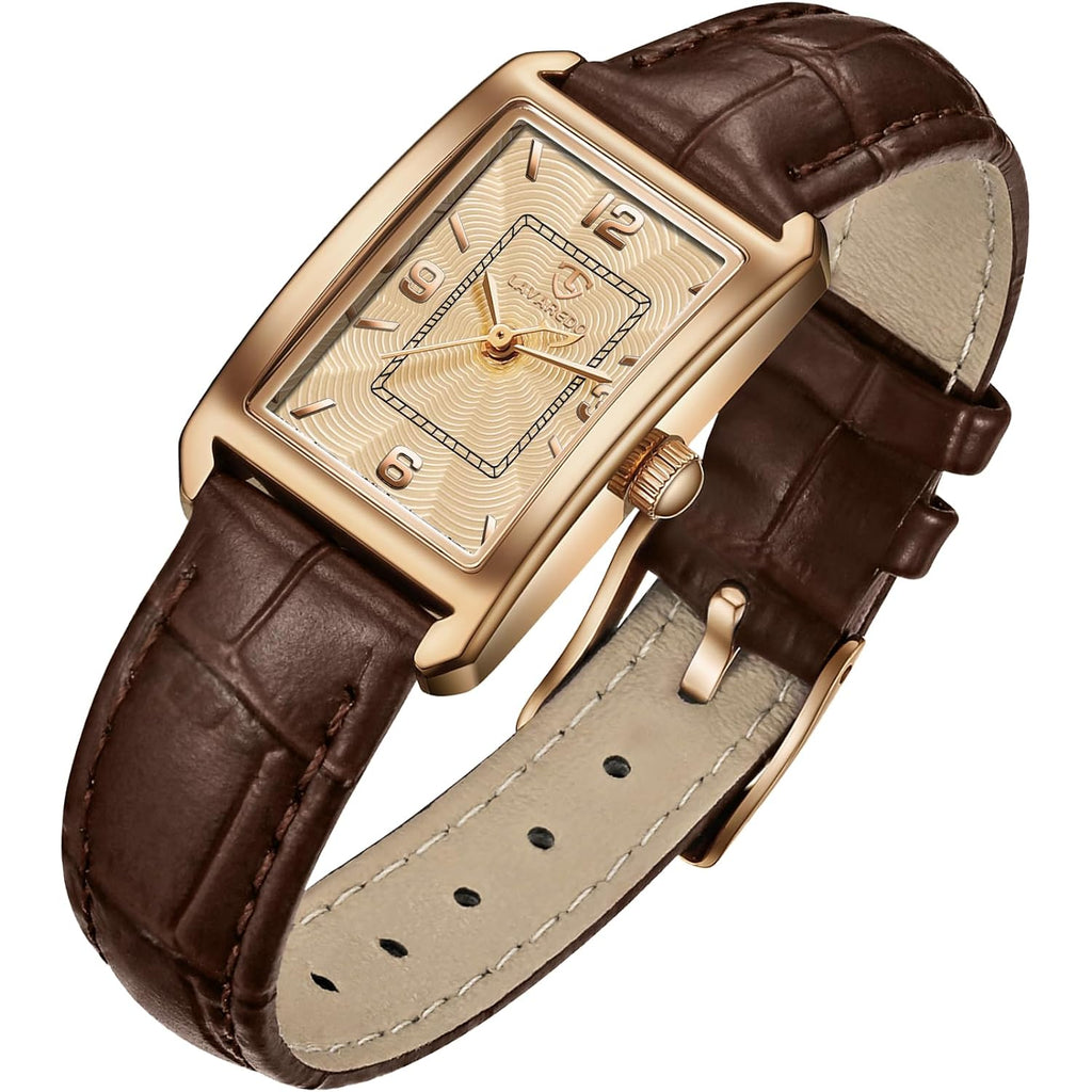 Women'S Leather Strap Watch Dainty Elegant Womens Watches Classic Vintage Retro Square Ladies Quartz Watches Gifts Present For Her