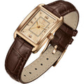 Women'S Leather Strap Watch Dainty Elegant Womens Watches Classic Vintage Retro Square Ladies Quartz Watches Gifts Present For Her