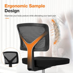 Sweetcrispy Small Office Desk Chair, Ergonomic Low-Back Mesh Rolling Work Swivel Chairs with Wheels, Armless Comfortable Seat Lumbar Support for Home, Bedroom, Study, Student, Adults,Classic Black
