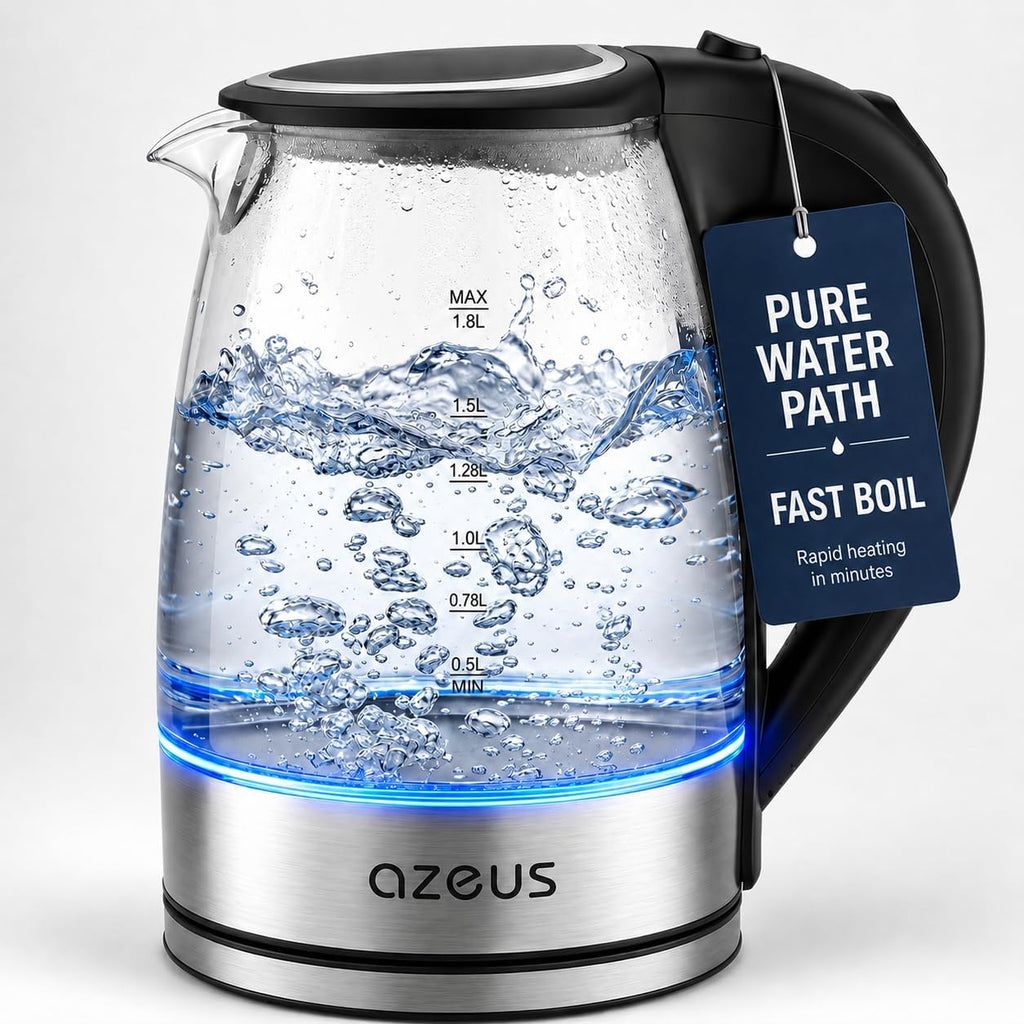 Azeus 1.8L Electric Kettle Cx-817 - Fast Boil, Auto Shut-Off, Boil-Dry Protection, 360° Swivel Base - Stainless Steel Water Boiler For Tea, Coffee, And Hot Water