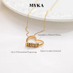 MyNameNecklace Personalized Charming Heart Necklace with Engraved Beads - Dainty Gift for Mom, Grandma, Her, Women - Custom Jewelry for Christmas