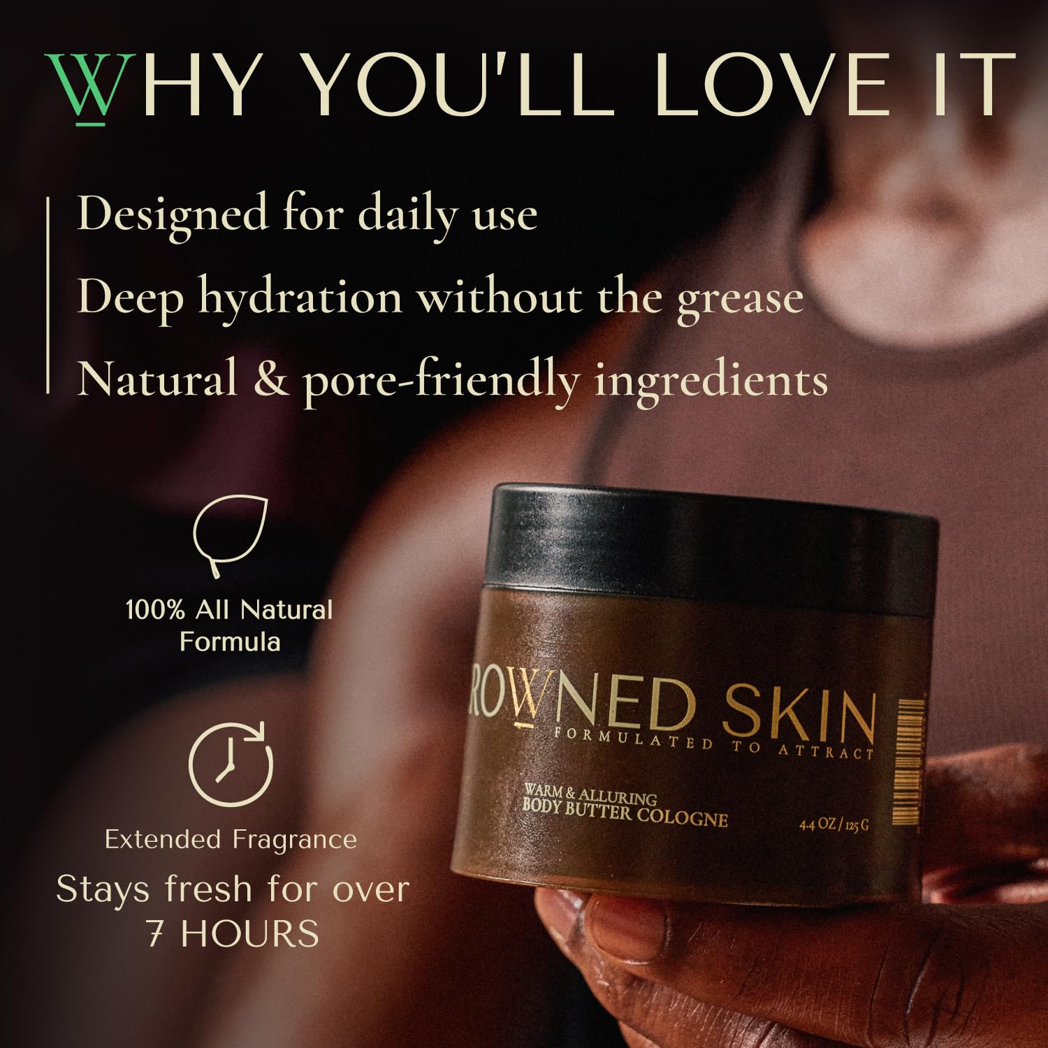 Crowned Skin Empire Body Butter Cologne For Men | Smoky Citrus Musk | As Seen On Shark Tank | Scented With Lemon & Lavender | Infused With Natural Shea & Mango Butters | All-Day Fragrance | 4.4Oz