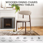 Colamy Wooden Dining Chairs Set Of 4, Modern Fabric Upholstered Kitchen Side Chairs, Farmhouse Dining Room Chair With Foot Pegs, Beige