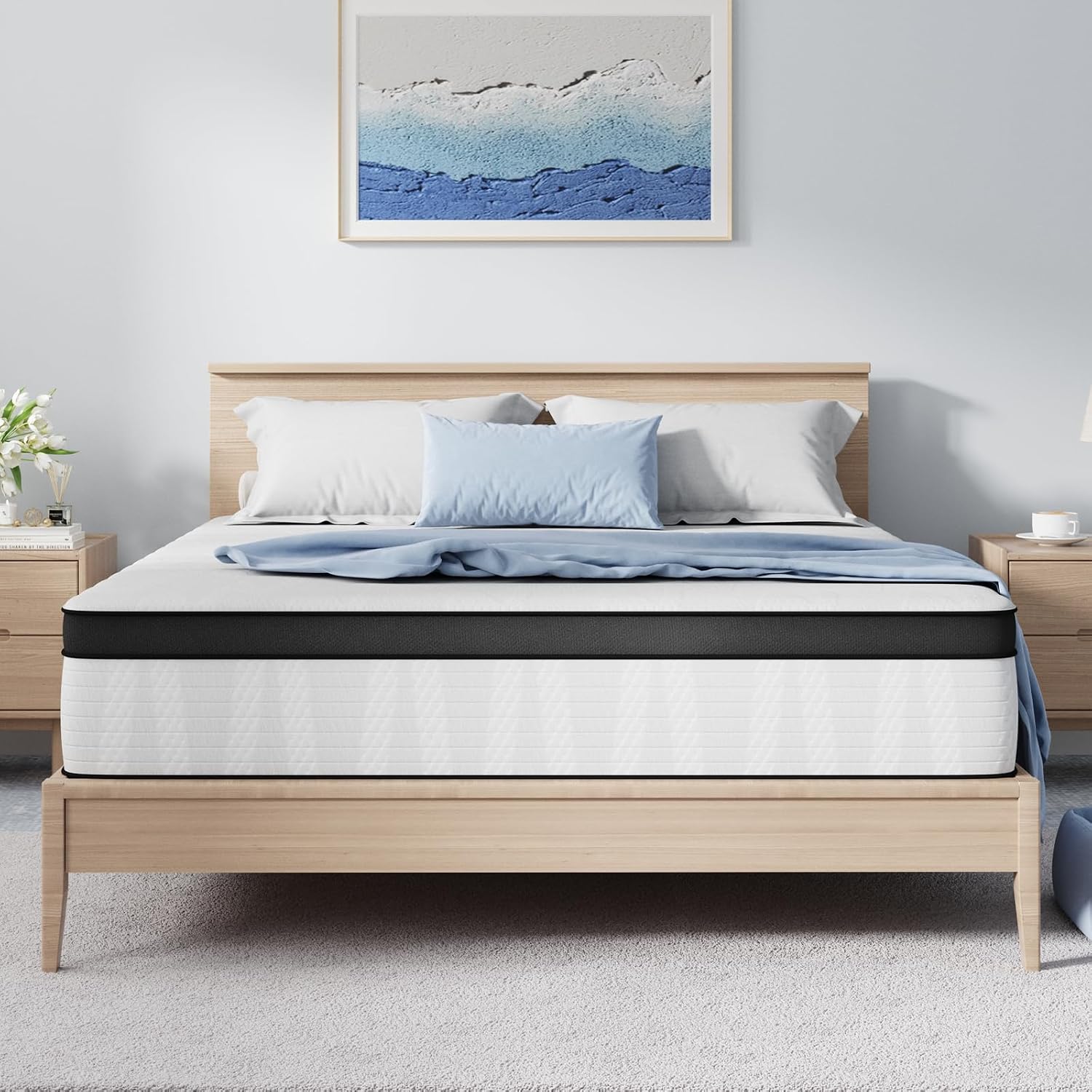 Avenco Twin Mattress, 10 Inch Medium Firm Twin Size Mattress In A Box, Hybrid Mattresses With Smarts™ Coil Pocket Springs For Motion Isolation, Strong Edge Support, Certipur-Us Certified